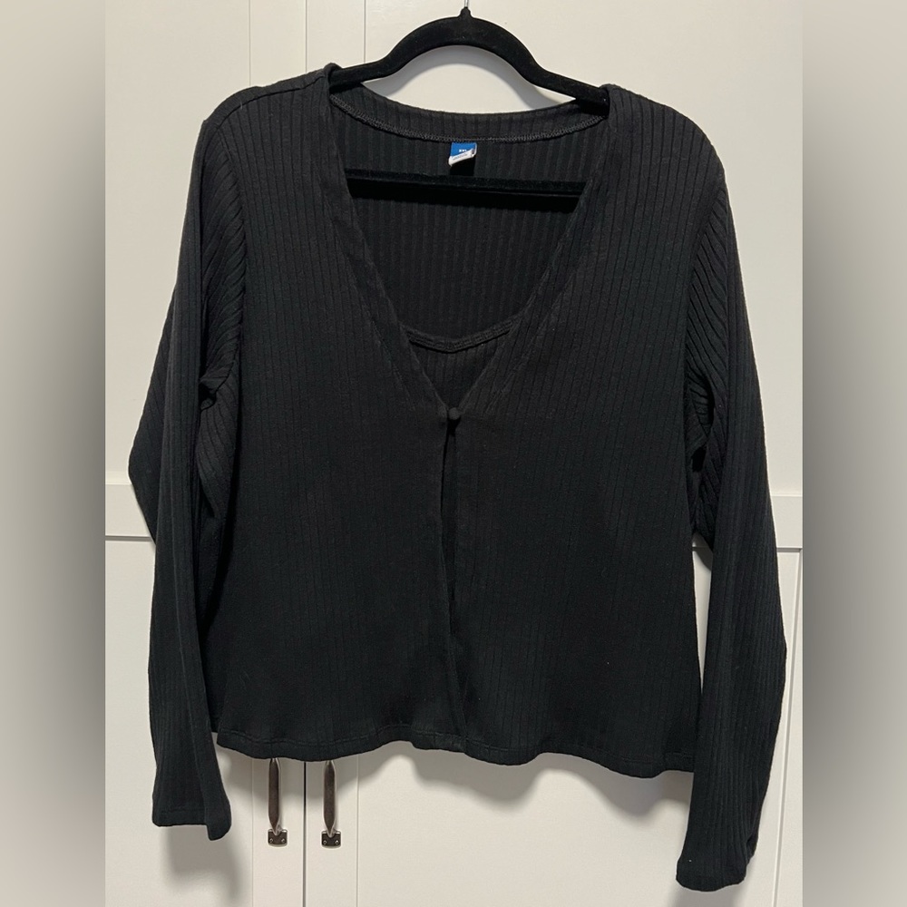 Old Navy Rib-Knit Single Button Cardigan and Crop Knit Top (2 piece).